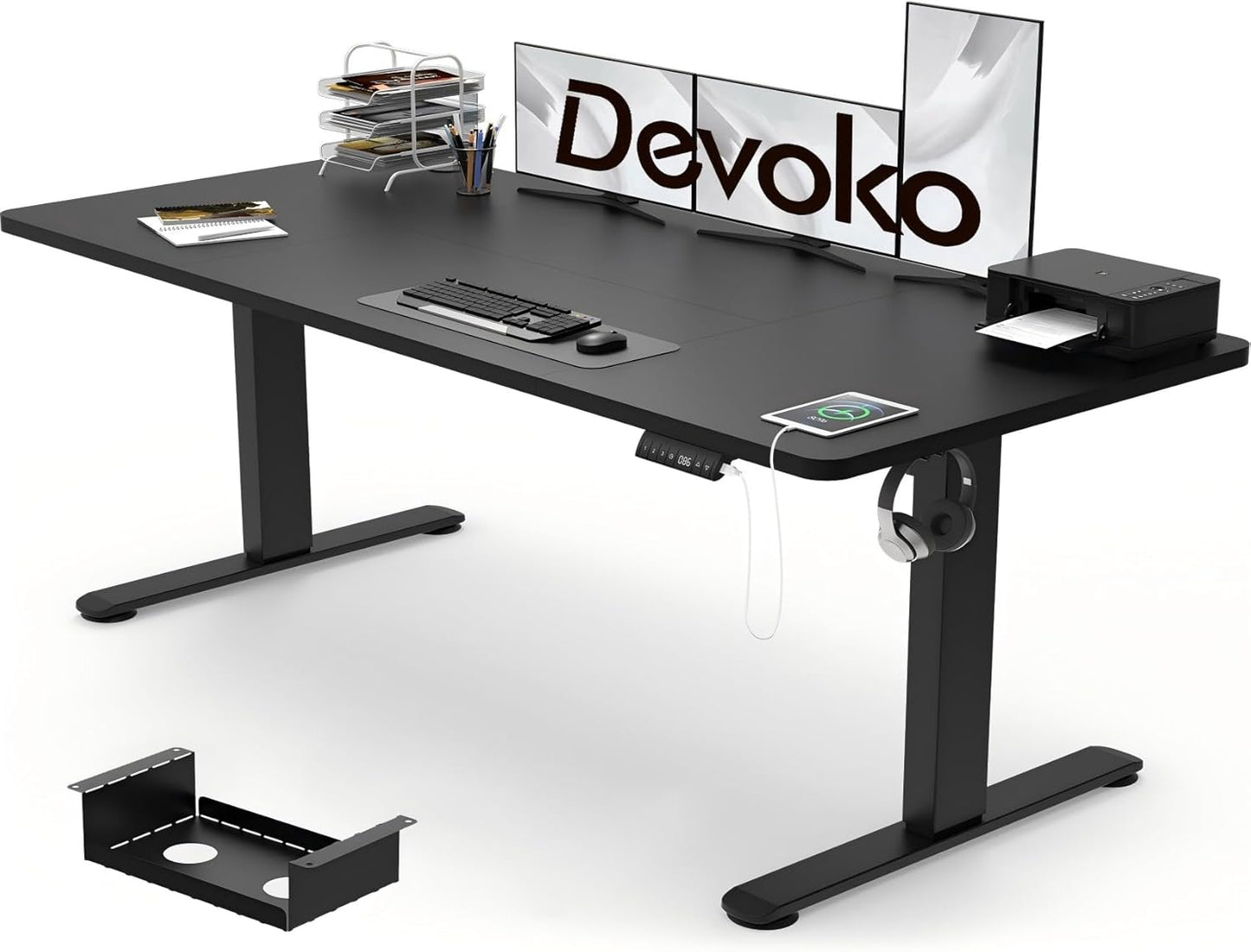 Electric Standing Desk 160X80Cm with USB Charging Height Adjustable Desk with De