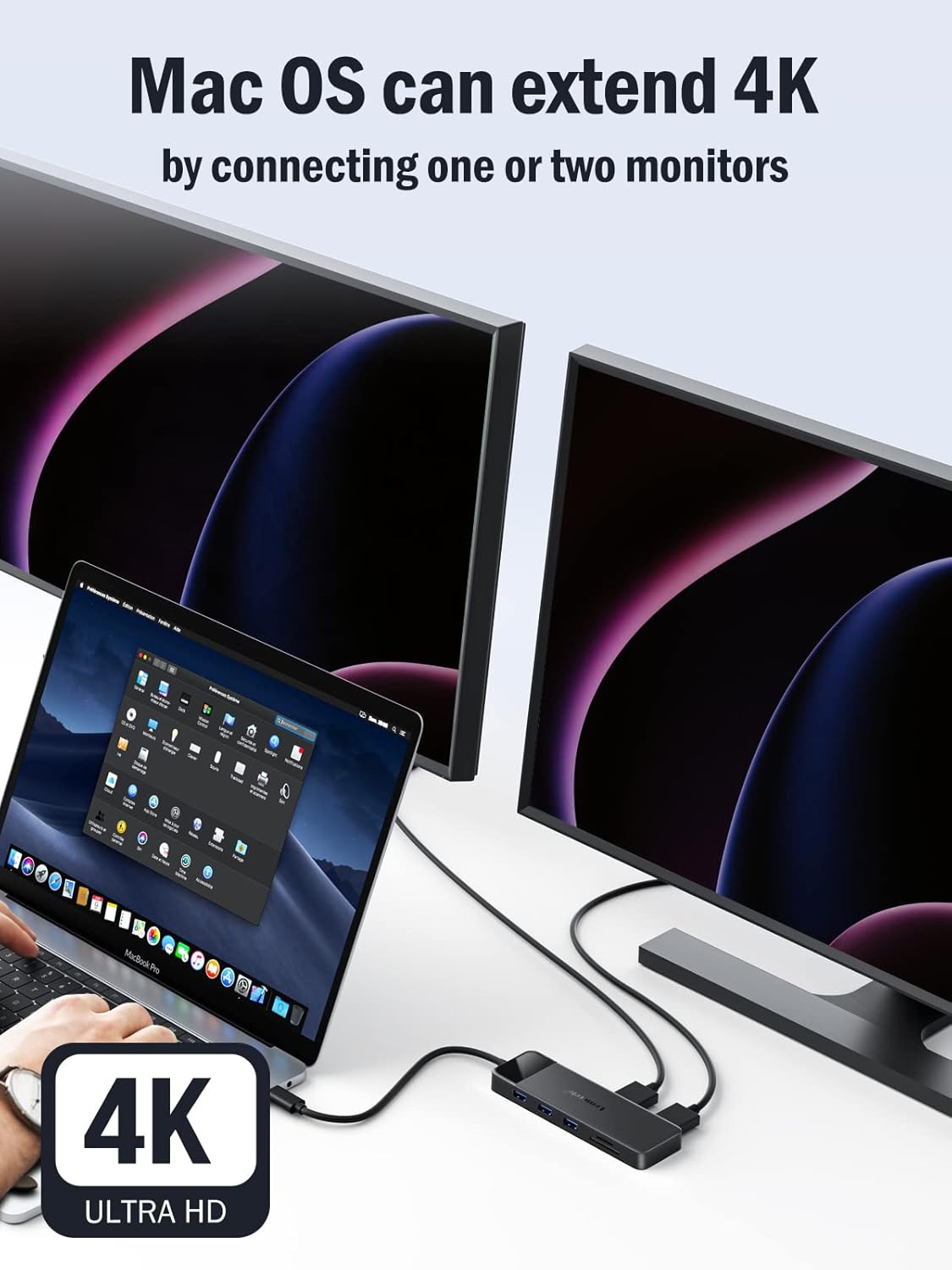 Docking Station USB C Hub 3*Display- 10 in 1, USB C Dock 2*HDMI Adapter 4K, 3 USB 3.0/2.0, VGA, PD 100W, Audio, SD/TF, for HP Laptops, Thinkpad, Macbook, Surface