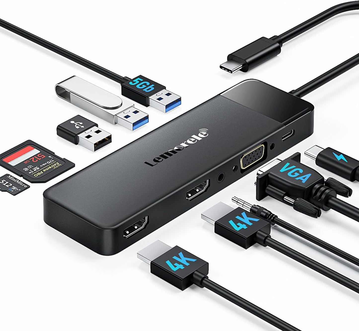 Docking Station USB C Hub 3*Display- 10 in 1, USB C Dock 2*HDMI Adapter 4K, 3 USB 3.0/2.0, VGA, PD 100W, Audio, SD/TF, for HP Laptops, Thinkpad, Macbook, Surface