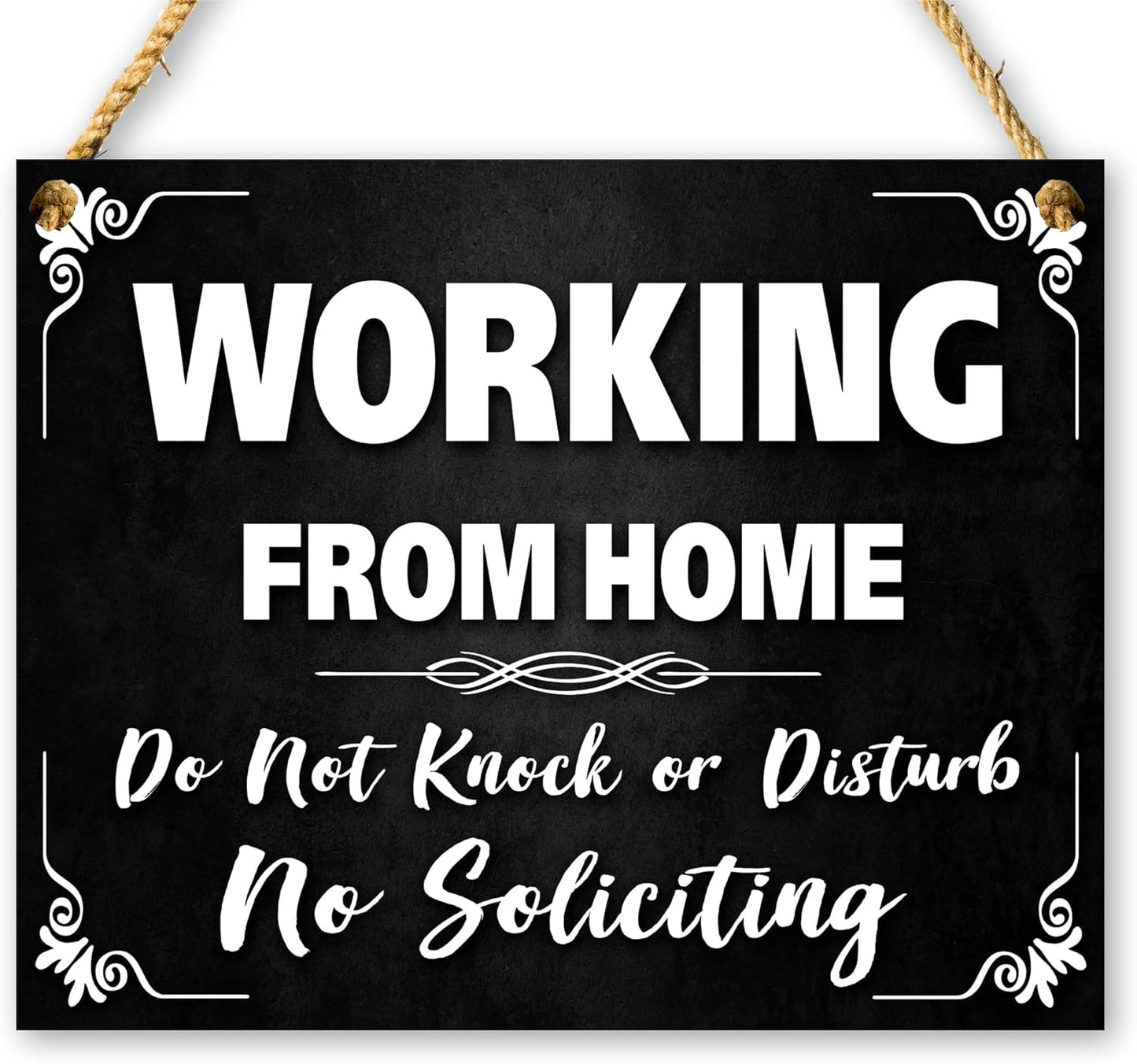 Working from Home Sign for Front Door - 10X8 Inches Dibond Do Not Disturb Door Hanger - No Soliciting - Please No Knocking Sign