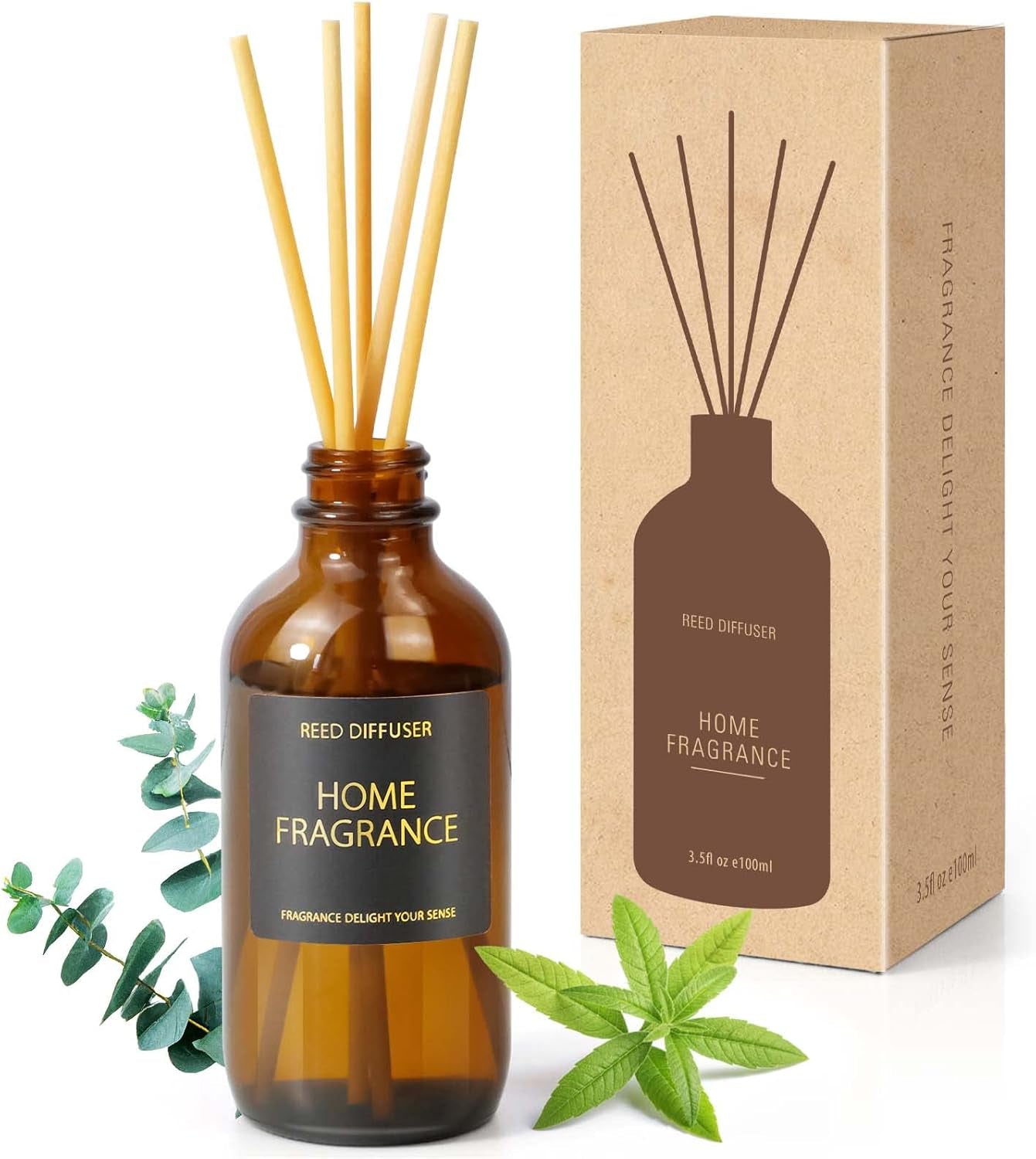 Reed Diffuser, Reed Diffuser for Home, Eucalyptus & Verbena Scent, Reed Diffuser Gift Set, Long Lasting Fragrance for Home, Office, Bedroom,Birthday, Women, Men, Yoga, Bath (CP00110)