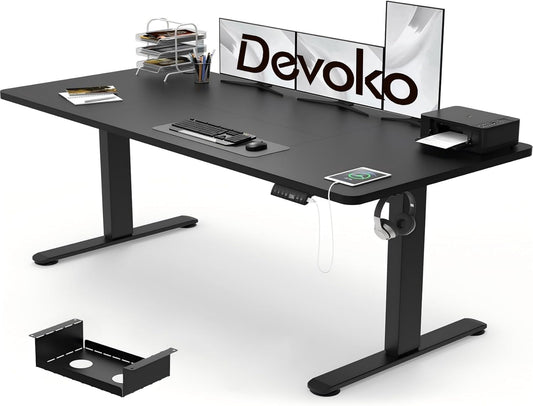 Electric Standing Desk 160X80Cm with USB Charging Height Adjustable Desk with De