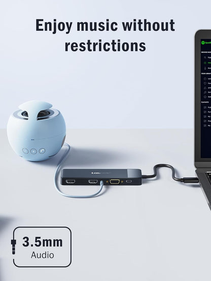 Docking Station USB C Hub 3*Display- 10 in 1,  USB C Dock 2*HDMI Adapter 4K, 3 USB 3.0/2.0, VGA, PD 100W, Audio, SD/TF, for HP Laptops, Thinkpad, Macbook, Surface