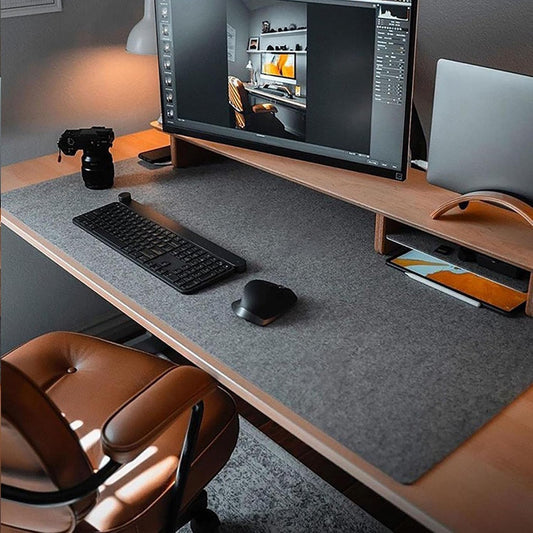 Desk Mat | Felt Desk Pad Protector | Office Felt Desk Mat | Keyboard Pad | Extra Large Mouse Pad… (Dark Grey, 90X40Cm)