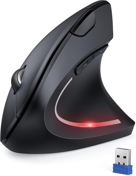 Ergonomic Mouse, 4800DPI Wireless Vertical Mouse 6-Button Silent Mice with 5 Adjustable Levels DPI, USB Receiver, 2.4G Cordless Computer Mouse Optical Wireless Mouse for Laptop, PC, Mac