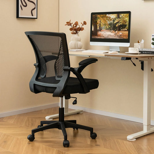 Ergonomic Office Chair Adjustable Swivel Task Chair with Flip-Up Armrests