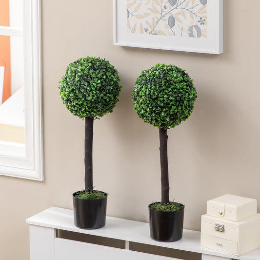 Set of 2 Decorative Artificial Plants Boxwood Ball Trees for Indoor Outdoor